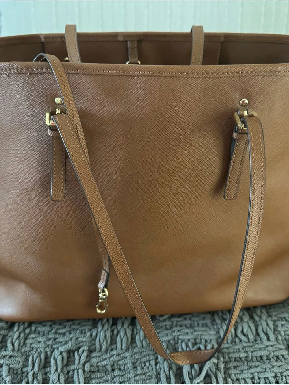 Michael Kors Cognac Saffiano Leather Tote with Gold Hardware